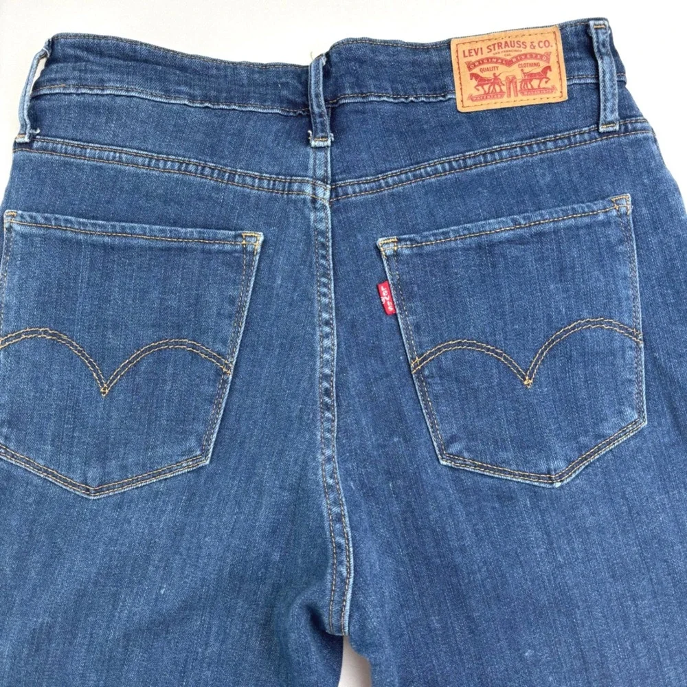 Levis 721 High Rise Skinny Jeans Womens 29 Medium Wash Blue Raw Hem